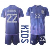 Dječji Nogometni Dres Argentina Lautaro Martinez #22 Gostujuci SP 2022 Kratak Rukav (+ Kratke hlače)